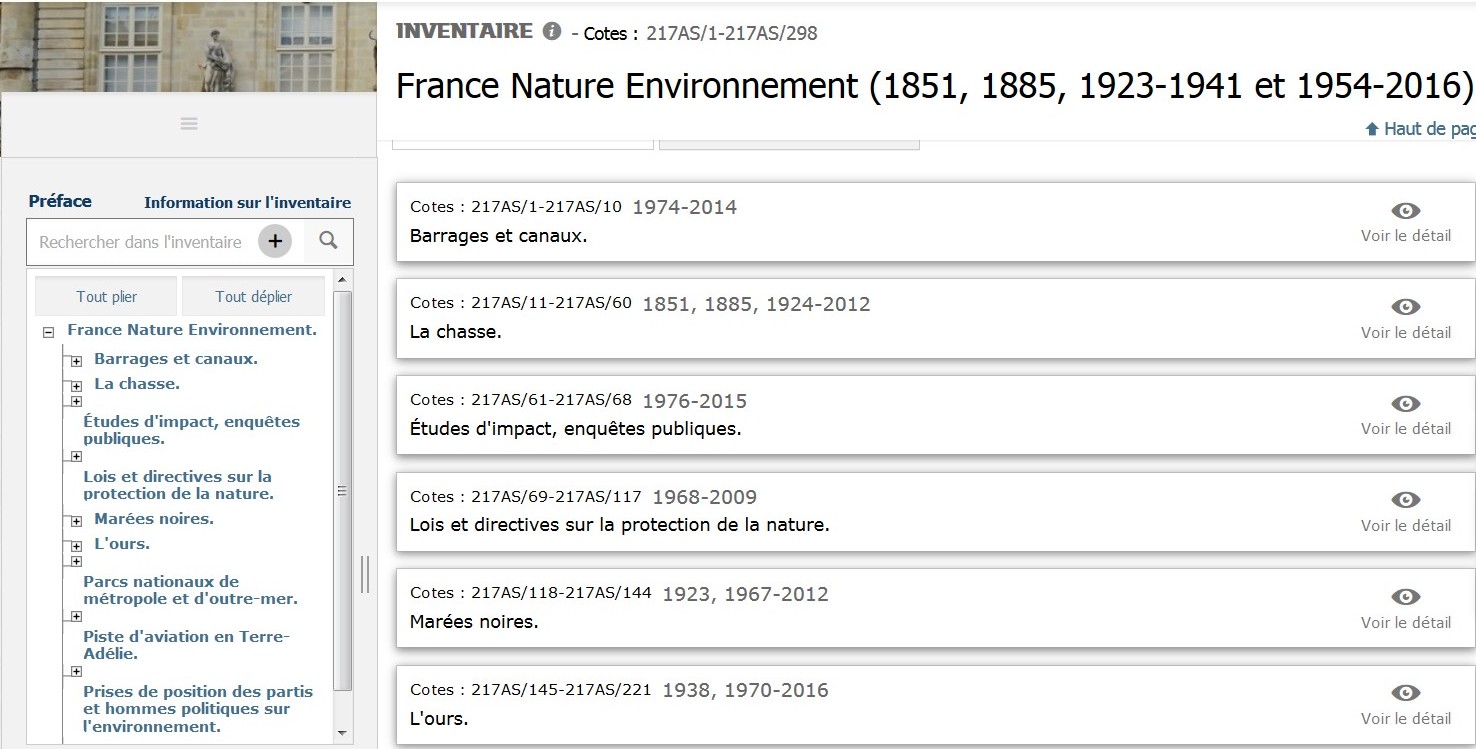 Plan de classement déployé
